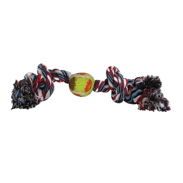 Diggers Boss Pet Digger's Multicolored Cotton Rope with Tennis Ball Rope with Tennis Ball Dog Toy Large 1 pk A03885 - main
